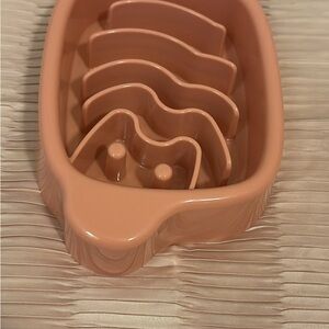 Peach Ceramic Cat-Shaped Dish